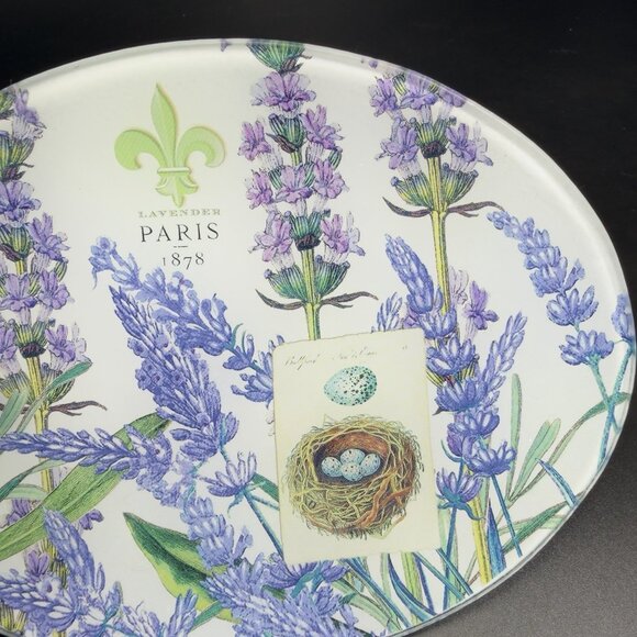 Michel Design Works Lavender Paris Bird Nest Eggs Trinket Dish Vanity Glass Dish - Picture 5 of 11